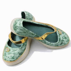 Girls Elegant Green Slip-on Wedge Shoes