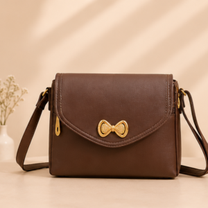 Women’s Premium Sling Bag with Golden Bow Lock | Stylish Crossbody Handbag for Daily Use