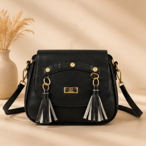 Women's Premium Black Sling Bag with Tassel Design – Stylish Crossbody Handbag for Women