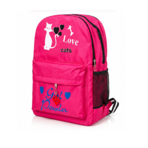 Cute Cat Print School Backpack for Girls | Multi-Compartment School & College Backpack | Lightweight Casual Travel Bag | Pin