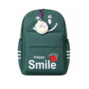 Happy Smile School Backpack for Girls & Boys  | Multi-Compartment College, Tuition & Travel Bag | Lightweight Daypack | Green