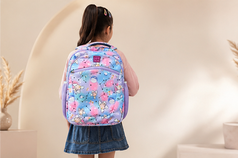Kids School Backpack | Multi-Compartment School Bag | Lightweight Backpack for Girls | Cartoon Print | Casual Travel & Daily Use | Multicolor - Image 5