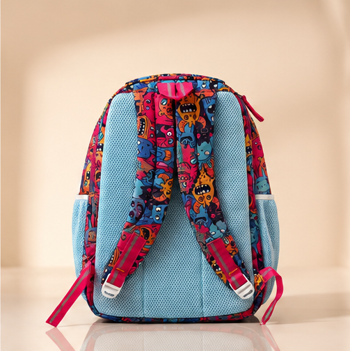 Kids School Backpack | Cartoon Print School Bag | Multi-Compartment Backpack for Girls | Lightweight School, Travel & Daily Use | Multicolor - Image 3