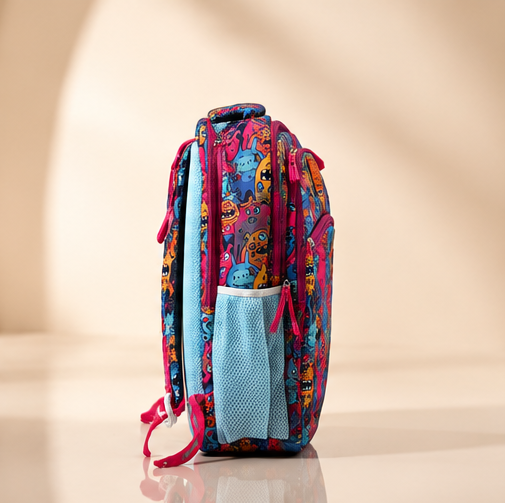 Kids School Backpack | Cartoon Print School Bag | Multi-Compartment Backpack for Girls | Lightweight School, Travel & Daily Use | Multicolor - Image 4