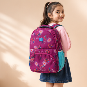 Kids School Backpack | Multi-Compartment School Bag | Lightweight Backpack for Girls | Cartoon Print | Casual Travel & Daily Use | Multicolor