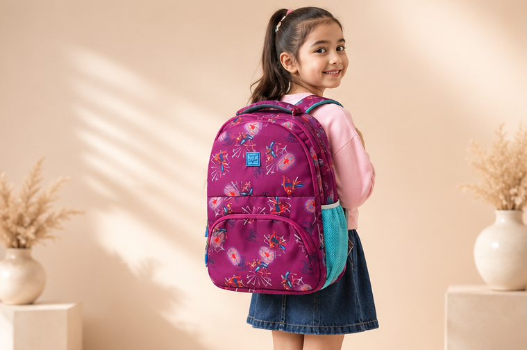Kids School Backpack | Multi-Compartment School Bag | Lightweight Backpack for Girls | Cartoon Print | Casual Travel & Daily Use | Multicolor