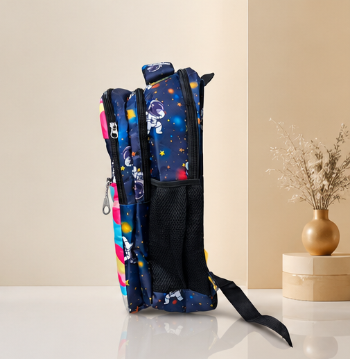 Kids School Backpack | Cute Elephant Print School Bag | Multi-Compartment Backpack for Girls | Lightweight Casual Travel & Daily Use | Navy Blue - Image 4