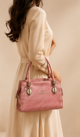 Women's Premium r Handbag | Elegant Satchel Shoulder Bag | Detachable Adjustable Sling Strap | Multi-Compartment Tote Bag | Dusty Pink - Image 5