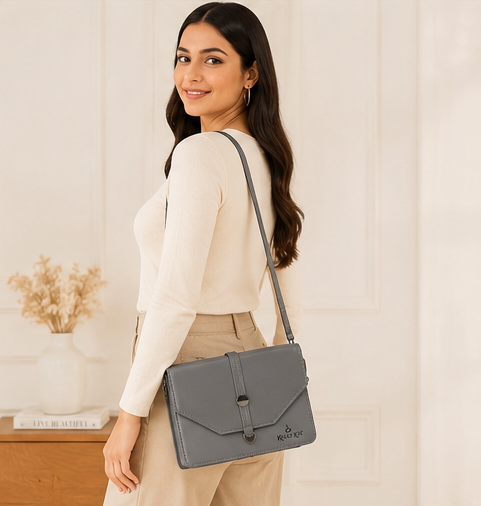 Women's Sling Bag | Foldover Flap Crossbody Handbag | Multi-Compartment Shoulder Purse | Adjustable Strap | Sage Green - Image 6
