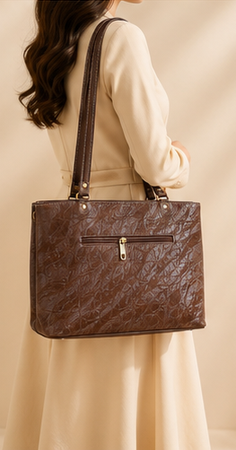 Women's Premium Tote Bag | Office Handbag | Multi-Compartment Shoulder Bag | Large Capacity Shopper Bag | Brown - Image 5